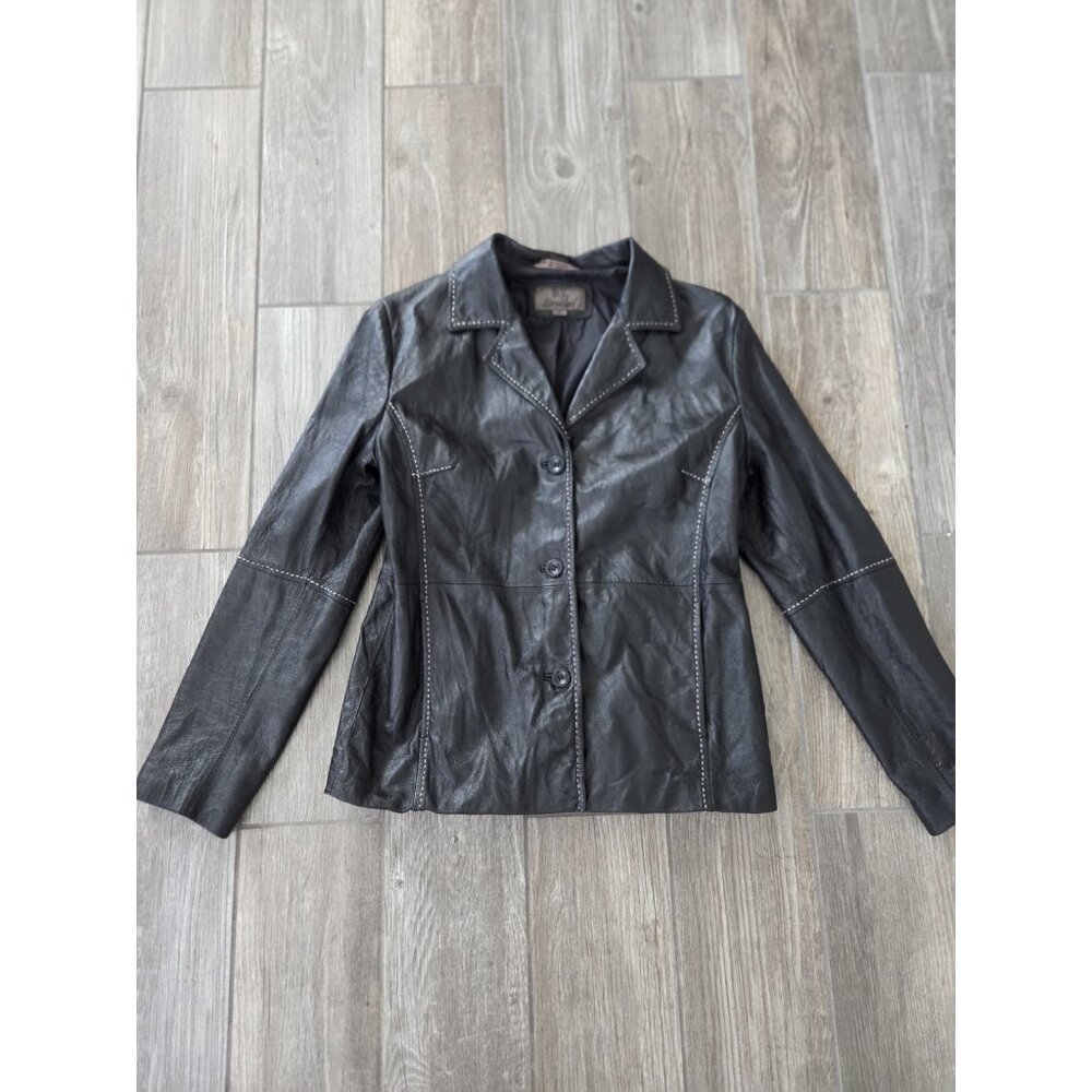 BT Limited Brown leather jacket With Stitches.Washed And Pressed. Size Medium
